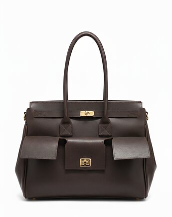 Luksusowa torebka skórzana  -  LS03 brązowa, Lanti