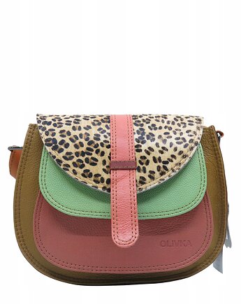 Torebka ze skrawków skóry naturalnej na ramię pojemna kolorowa OLIVKA, Olivka Warsaw