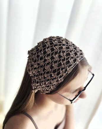 Chustka bandana na szydełku z cekinami, Lana Gatto, Magic Knitt
