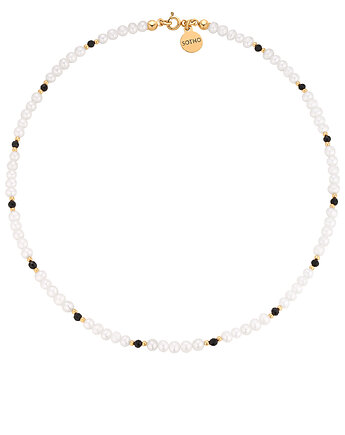 Złoty naszyjnik z pereł naturalnych i onyksu, SOTHO