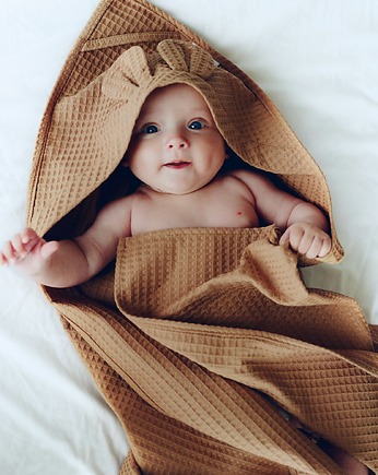 Okrycie Kąpielowe z Kapturkiem Ręcznik Bawełna 75x75cm TOFFEE od BabyU, Sleepdo