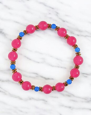 SUMMER COLLECTION : bransoletka na gumce : jadeit I, kaktusia