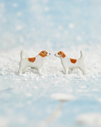 Jack russell terrier mini- ceramiczne kolczyki, Dorca
