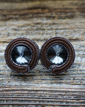 Brązowo-szare kolczyki soutache, Mró Soutache