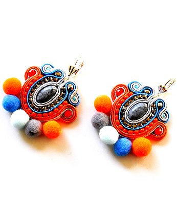 Sutaszowe kolczyki BOHO ORANGE, Sylwia Żak