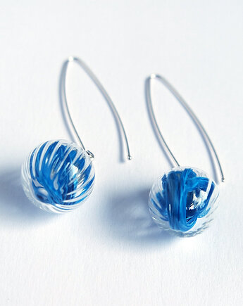 Kolczyki wiszące - niebieskie pióra, yenoo