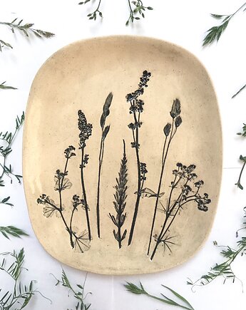 Dekoracyjny owalny roślinny talerz, Ceramika Ana