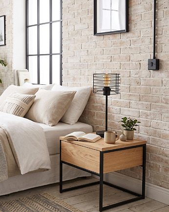 Lampka nocna do sypialni z drucianym kloszem RENNES LOFT, lampy loftowe LYSNE LOFT