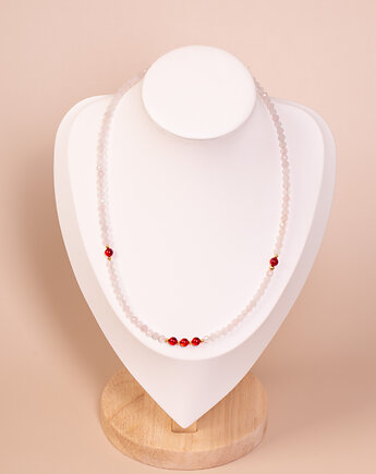 Naszyjnik kwarc różowy i bursztyn barwiony, Andorii by Baco