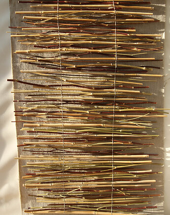 Makatka na ścianę, dzikie łodygi, dekoracja naturalna handmade, Rondo Kwiatowe