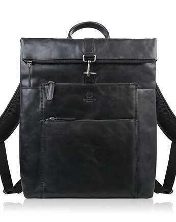 Plecak roll top skórzany vintage na laptopa miejski czarny Paolo Peruzzi SL-0, Paolo Peruzzi