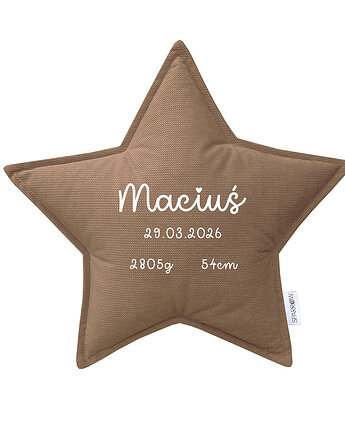 Poduszka gwiazdka personalizowana metryczka imię dziecka KARMEL, SPARROW
