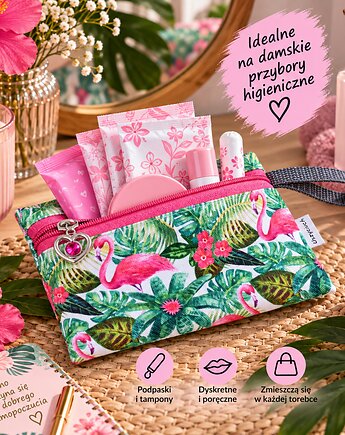 Etui do torebki etui na przybory higieniczne damskie etui flamingi, Uszyciuch