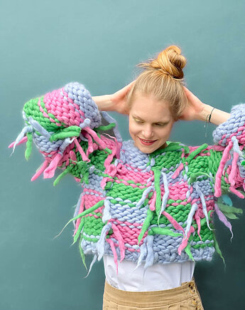 100% Merino sweter na drutach, PANAPUFA