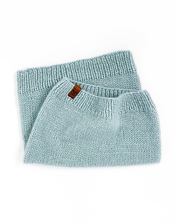 Elegancki błękitny szalik typu komin z wełny alpaki, Holy Alpaca Knit