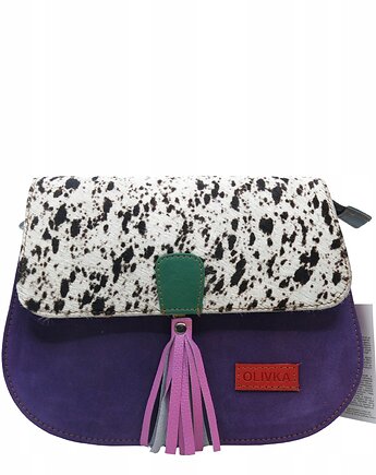 Torebka damska klasyczna na ramię skórzana zamszowa klapka wzór eko OLIVKA, Olivka Warsaw