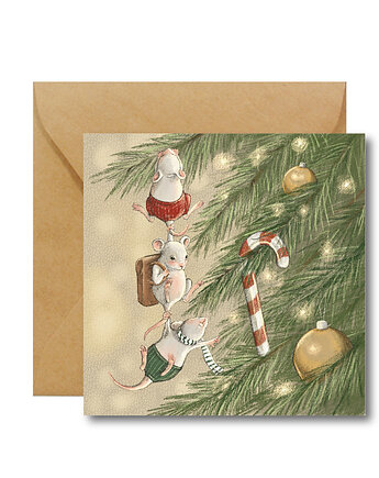 Trzy Myszki - kartka świąteczna  Hi Little, HI LITTLE