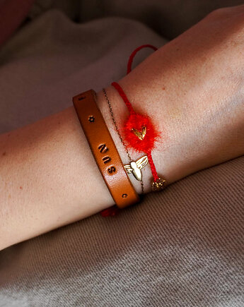 Tkana bransoletka z haftowanym serduszkiem, Słońcem Tkane