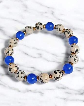 JASPER collection : bransoletka na gumce : jaspis & jadeit niebieski, kaktusia