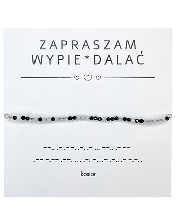 Bransoletka z alfabetem Morse Agat, Księżycowy, karolina kosior