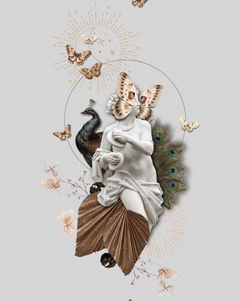 Plakat, kolaż Moth & Butterflies, zfragmentow
