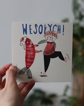 Kartka świąteczna WESOŁYCH, plakat, Zuzanna_Kowalska