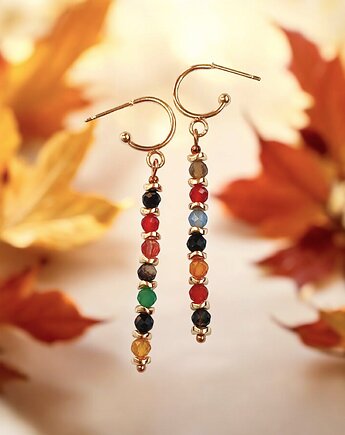 Jesienne patyczaki : długie kolczyki : agat, ozdobne sztyfty, kaktusia