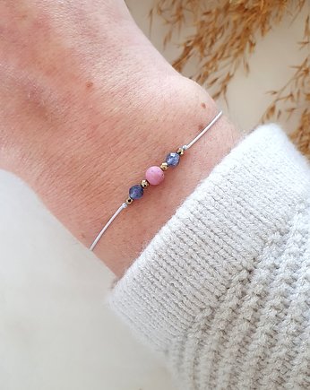 Bransoletka z rodonitem i iolitem, LEI handmade 