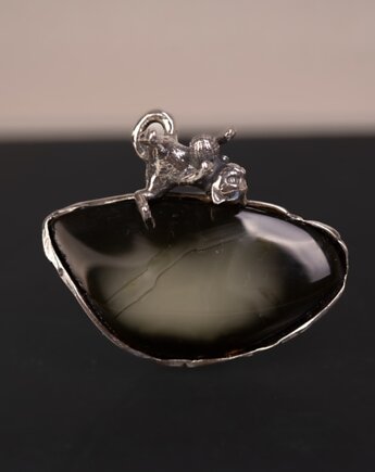 Pierścionek z kotkiem naturalny bursztyn bałtycki, Andorii by Baco