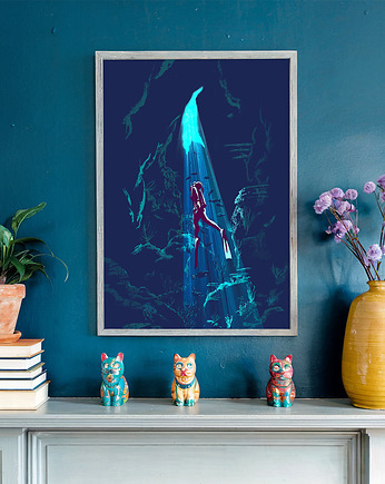 Nurkowanie w cenotach - plakat fine art, minimalmill