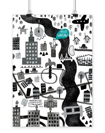 Plakat Warszawa Mapa, LOVE POLAND DESIGN