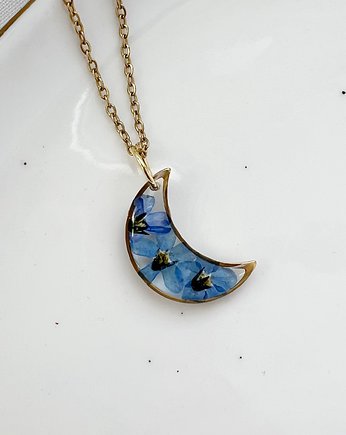 Naszyjnik z niezapominajkami, Jaskółcze ziele handmade 