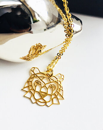 Naszyjnik tygrys, złoty tygrys origami-, Anemon Atelier