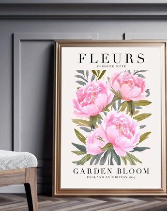 PLAKAT dekoracyjny pastelowe kwiaty,  poster piwonie, black dot studio