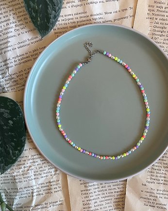 Naszyjnik szklane perły kolorowe koraliki akrylowe, Panji Handmade