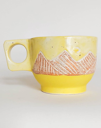 Porcelanowa Żółta Filiżanka Boho Góry i Księżyc, Jira Ceramics