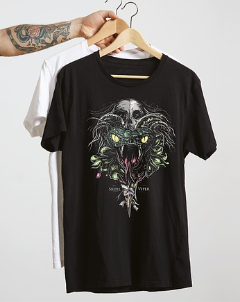 Koszulka czarna  męska Viper skull, ART ORGANIC