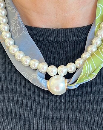 Naszyjnik apaszka z satyny i pereł imitujących naturalne, Ade Art