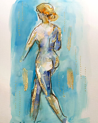 Lilka 79 - akwarela 16x24 cm unikat, Katarzyna Radzka