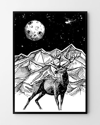 Plakat Nocny jeleń - różne formaty, HOG STUDIO