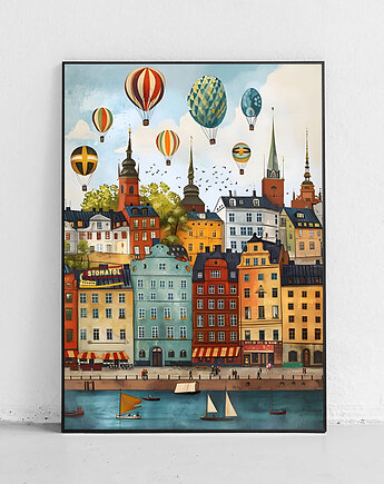 Plakat Balony nad kolorowym miastem, Harvest Maison