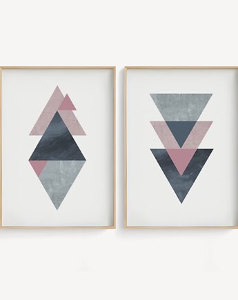 Nowoczesny zestaw 2 geometrycznych plakatów/grafik, skandynawski styl., Grawisfera