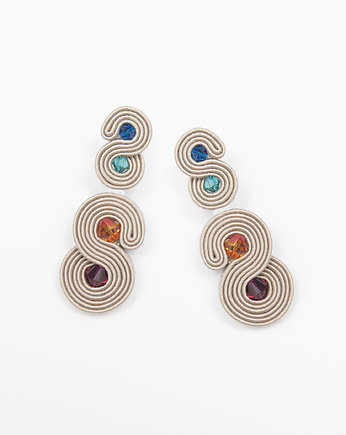 Kolczyki soutache - kolorowe kryształy, maanuela