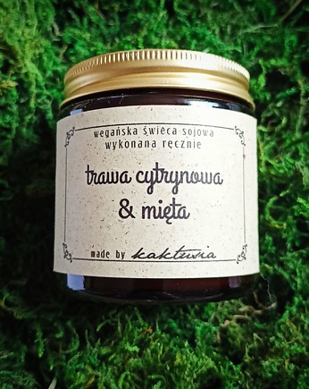 TRAWA CYTRYNOWA, MIĘTA - świeca sojowa 120ml, kaktusia