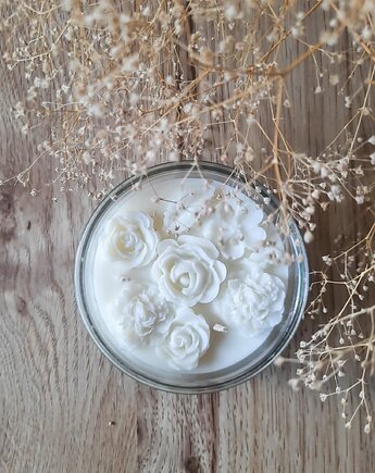 Zapachowa Świeca Sojowa, Naturalna Świeczka z Kwiatami, Projekt320