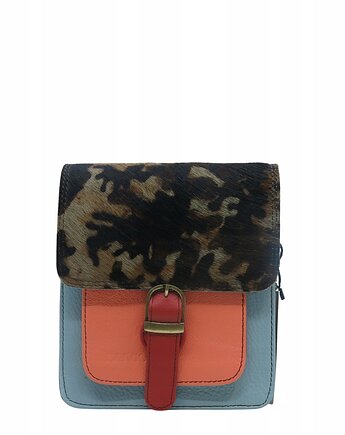 Torebka damska listonoszka kolorowa ze skrawków skórzana eko OLIVKA, Olivka Warsaw