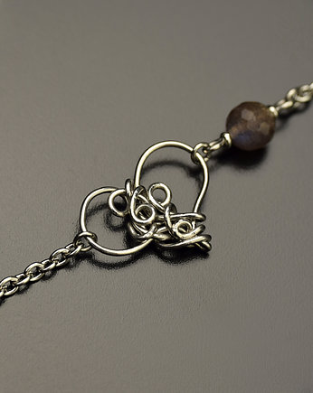 Bransoletka serce labradoryt wire wrapping, Agata Rozanska