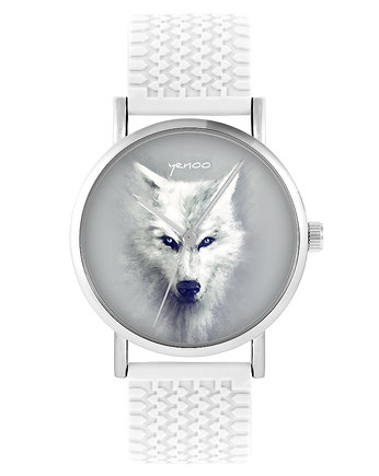 Zegarek - Biały wilk - silikonowy, biały, yenoo
