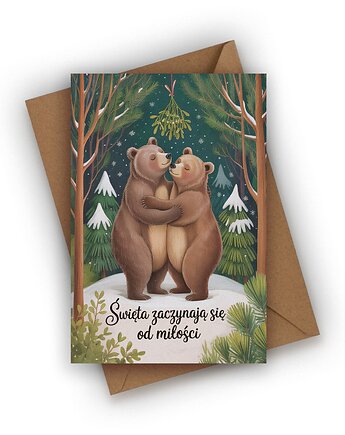 Kartka świąteczna- Święta zaczynają się od miłości, Czarna Owca Karteczki