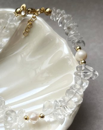 Bransoletka - kryształ górski z perłami, IN.STONES